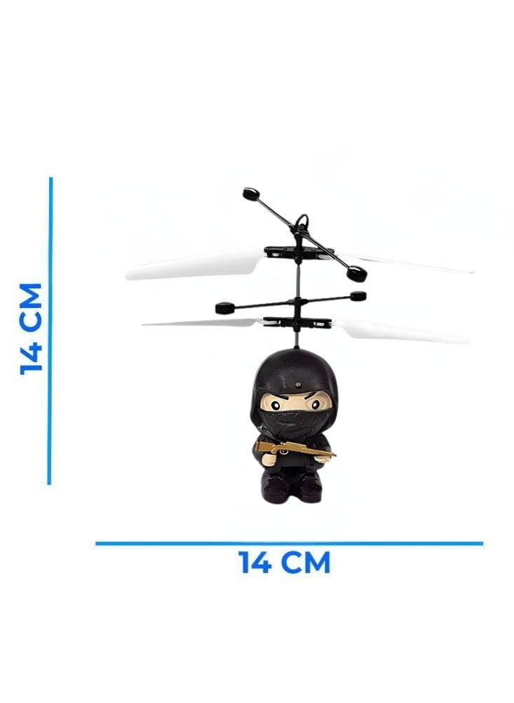 Premium Flying Ninja Helicopter Toy – Ninja Warrior Character Figure with Spinning Blades for Kids Play, Black, 1 Pc - Image 3